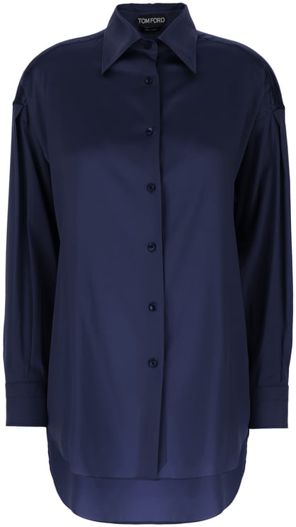 Tom Ford Tom Ford Navy blue stretch silk shirt