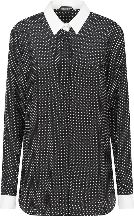 Tom Ford Geometric Silk Shirt with Contrasting Collar and Cuffs