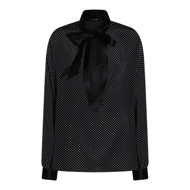 Tom Ford Polka Dot Long-Sleeve Blouse