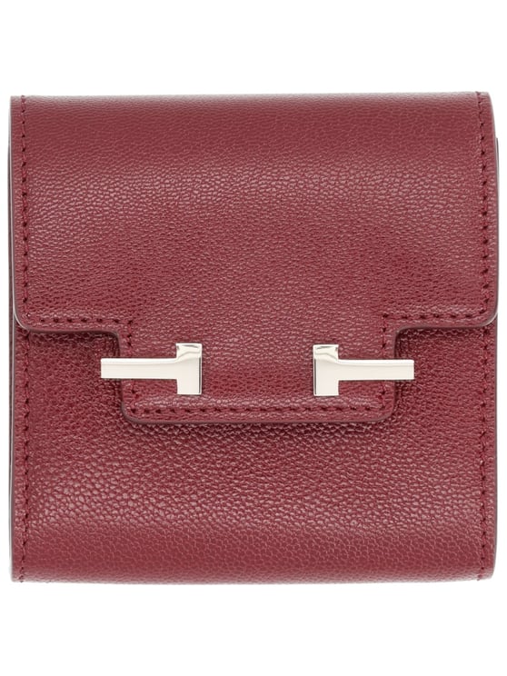 Tom Ford Burgundy Flap Silver Bar Leather Wallet