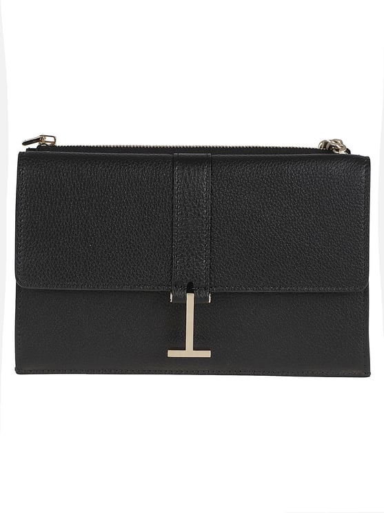Tom Ford Textured Leather Shoulder Bag with Gold Logo Closure