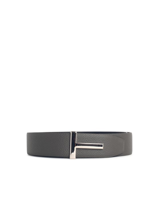 Tom Ford 'T Icon' Grey Leather Belt