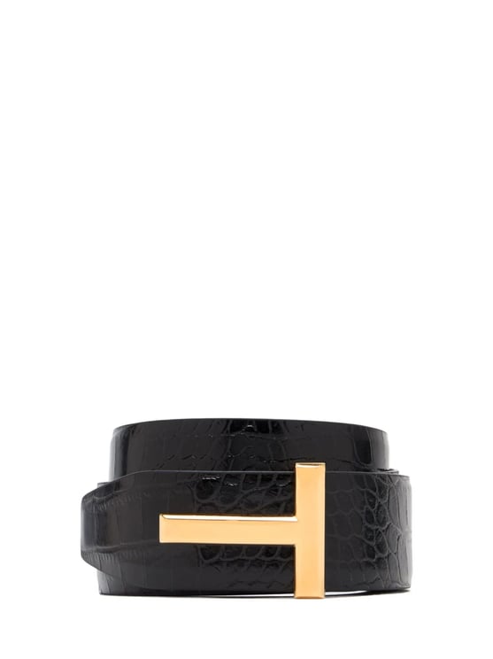 Tom Ford Textured Crocodile Pattern Leather Belt