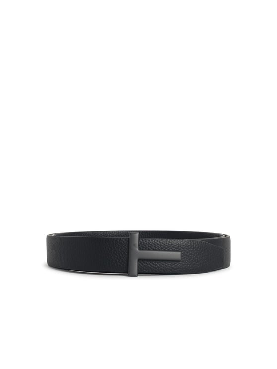 Tom Ford 'T Icon' Black Leather Belt