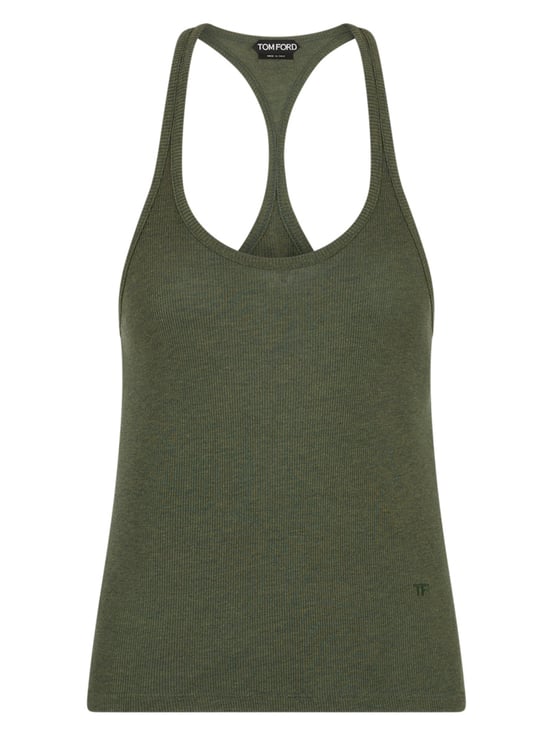 Tom Ford Ribbed Texture Racerback Silk-Cupro Tank Top