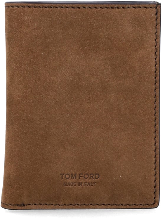 Tom Ford Folding Card Holder Nubuk Olive Brown