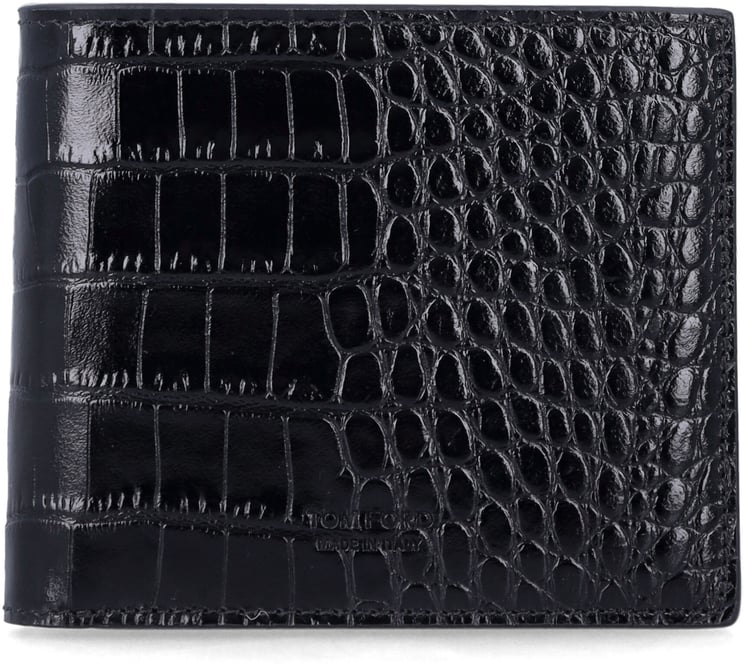 Tom Ford Bifold Wallet Crocco Print Nero