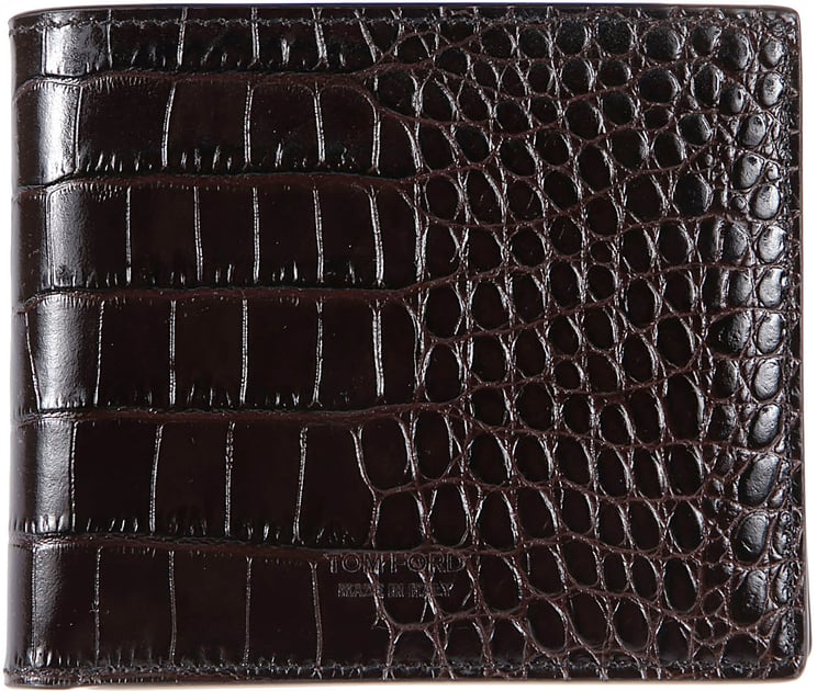 Tom Ford Shiny Printed Croc Exotic T Line Wallet Brown