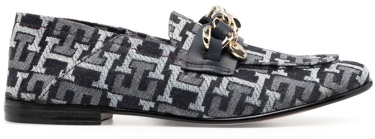 Tommy Hilfiger Chain Detail Monogram Denim Loafers
