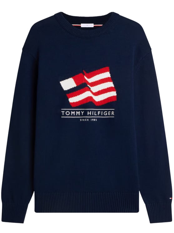 Tommy Hilfiger Classic Fit Crew Neck Sweater With Bold Graphic Design