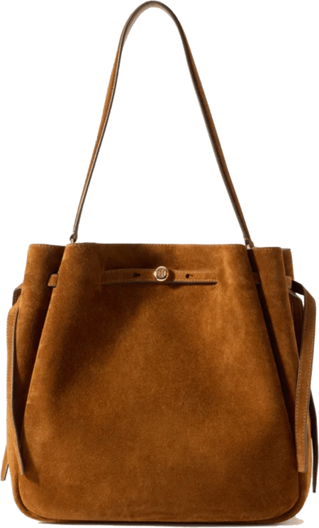 Tory Burch Romy Suede Large Bucket Caramel