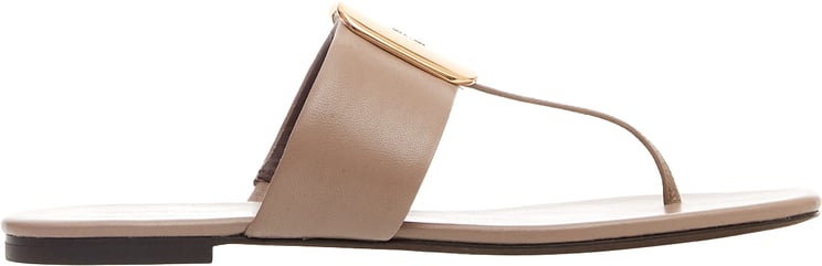 Tory Burch Sandalo Infradito Tortora Con Fibbia Logo