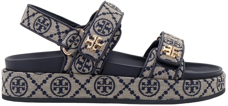 Tory Burch Fabric sandals with T Monogram all-over