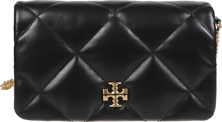 Tory Burch Kira Diamond Quilt Charm Chain Wallet Black
