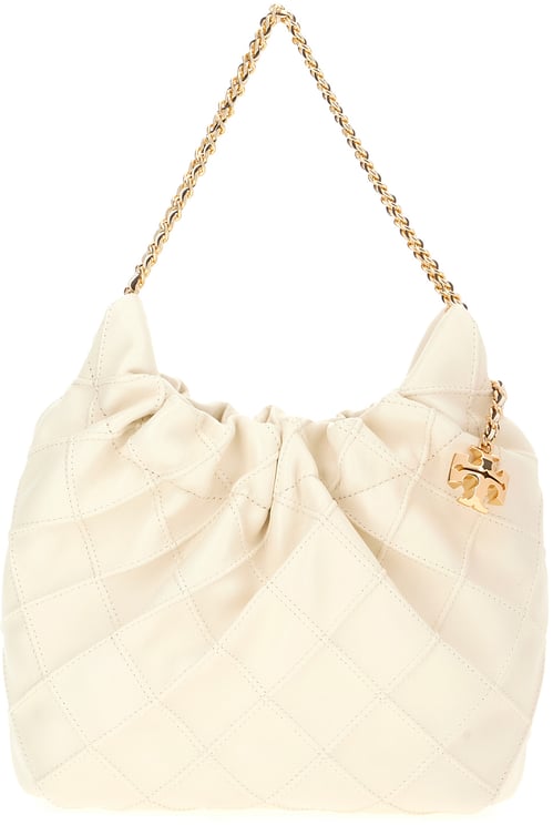 Tory Burch Tory Burch Ivory nappa leather mini Fleming bucket bag