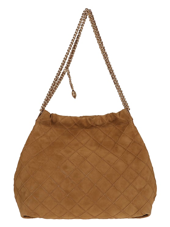 Tory Burch Suede Hobo Bag with Braided Chain Strap