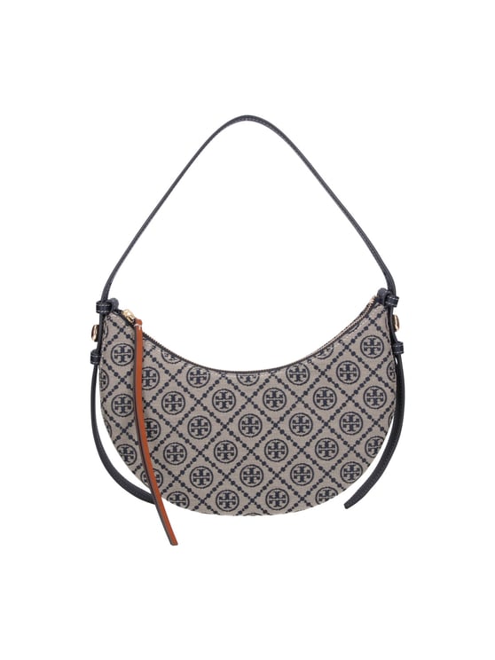 Tory Burch Crescent-Shaped Shoulder Bag with Jacquard T-Monogram