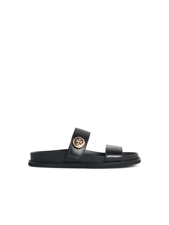Tory Burch 'Romy Sport' Black Leather Slippers