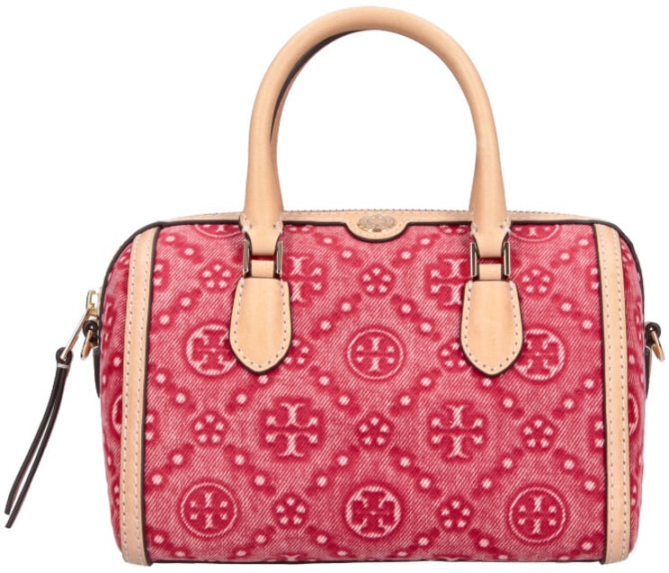 Tory Burch Red Monogram Petite Barrel Bag