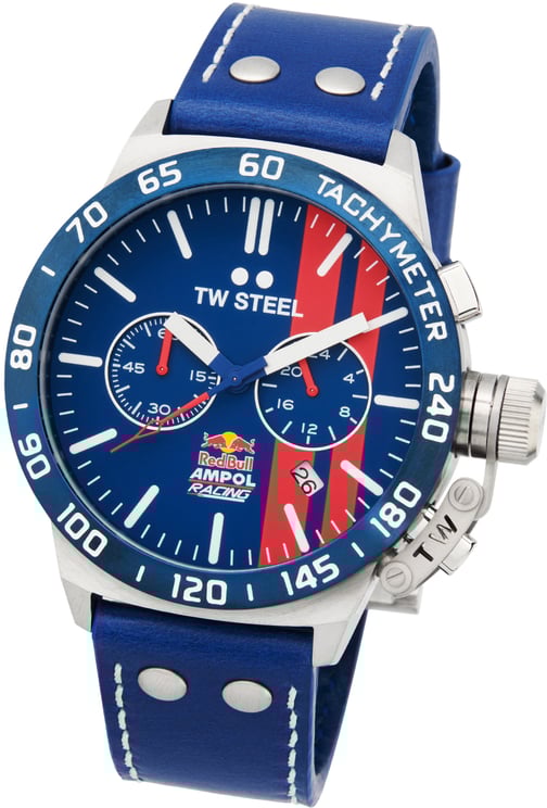 TW Steel TW Steel TWCS122 Canteen Red Bull Ampol Chrono Blauw Leer 45mm