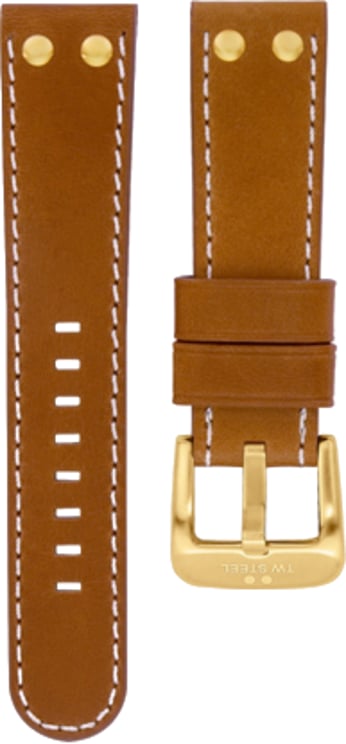 TW Steel TW Steel Horlogeband TWB23G Bruin Leer met Goude plating Gesp 22mm