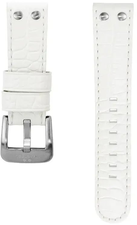 TW Steel TWB27 22 mm horlogeband wit leer in croco uitvoering