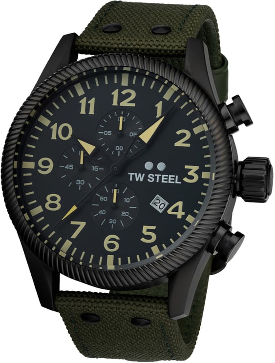 TW Steel TW Steel TWVS112 Volante Steel Chrono Groen Canvas 48mm