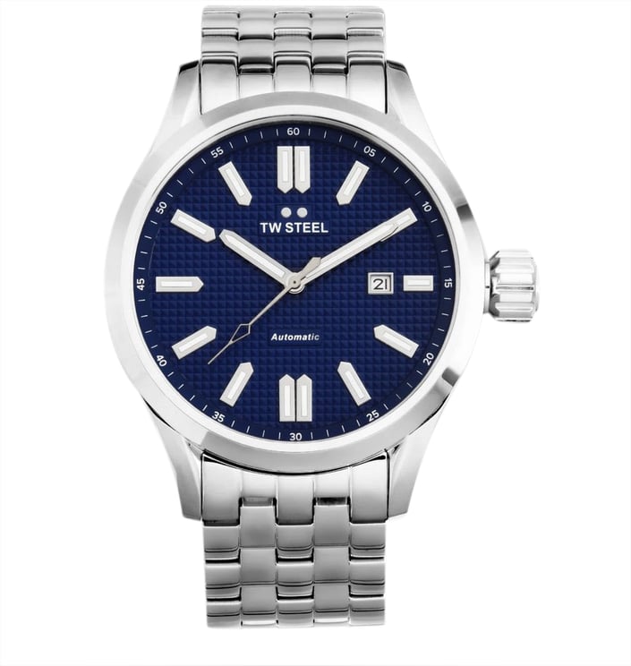 TW Steel TW Steel Horloge VB11 Volante Staal Automaat Swiss Made met Blauwe Wijzerplaat 45mm