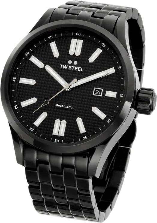 TW Steel TW Steel Horloge VB12 Volante Staal met Zwarte Coating Automaat Swiss Made 100m Waterdicht 45mm