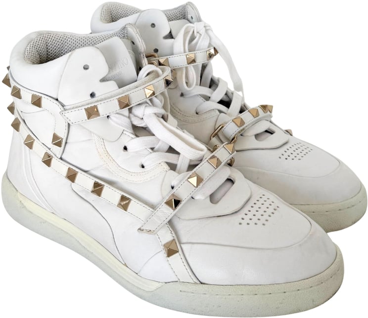 Valentino Valentino Garavani Rockstud High-Top Sneakers Size 38 White / very good