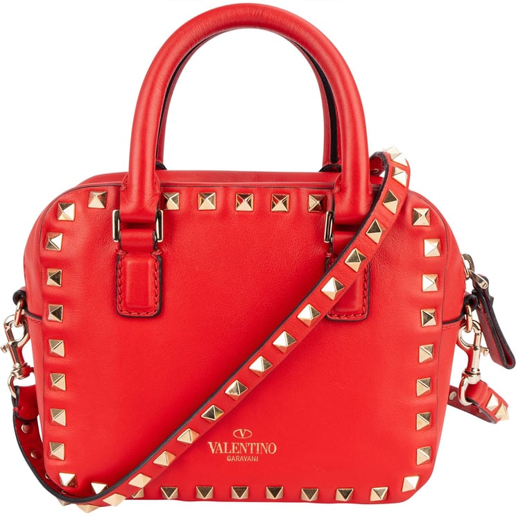 Valentino Valentino Red Leather Rockstud Small Camera Handbag
