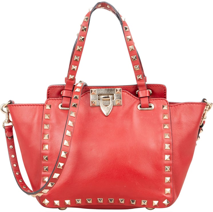 Valentino Valentino Garavani Leather Rockstud Small Tote Handbag