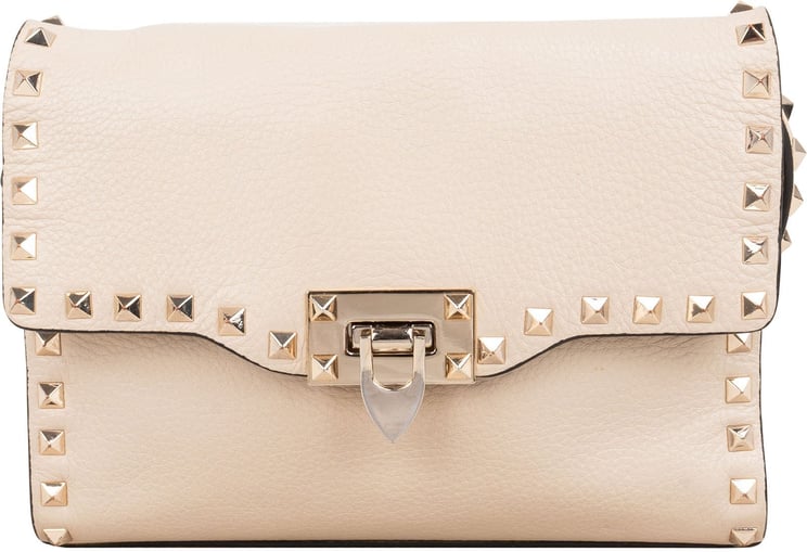Valentino Valentino Garavani Grained Leather Rockstud Flap Crossbody Bag