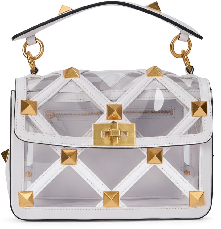 Valentino Elegant transparent bag with golden details.