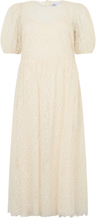 Valentino Long dress in off-white color with short puff sleeves.