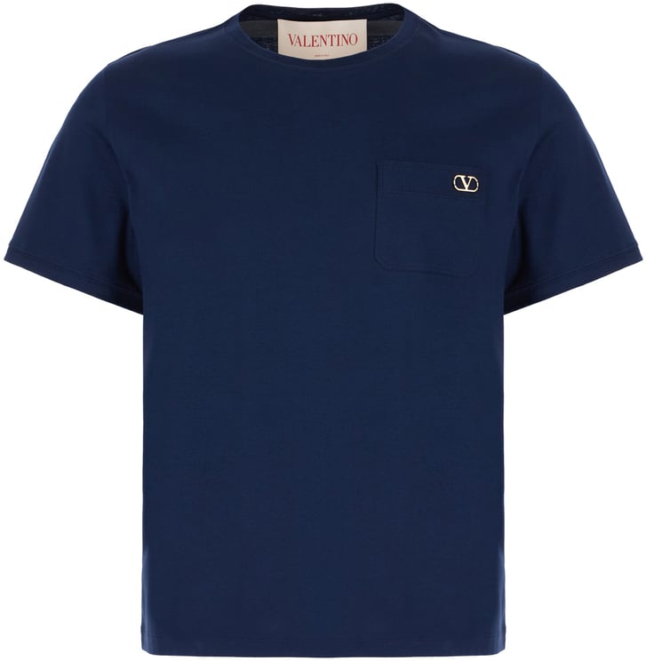Valentino Valentino Garavani Navy blue cotton t-shirt