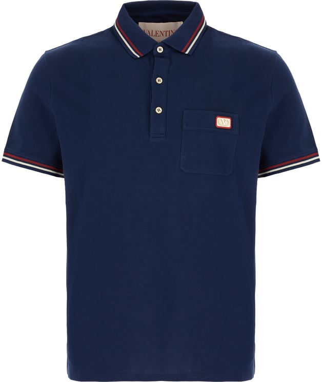 Valentino Valentino Garavani Midnight blue cotton polo shirt