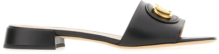 Valentino Valentino Garavani Black leather slippers