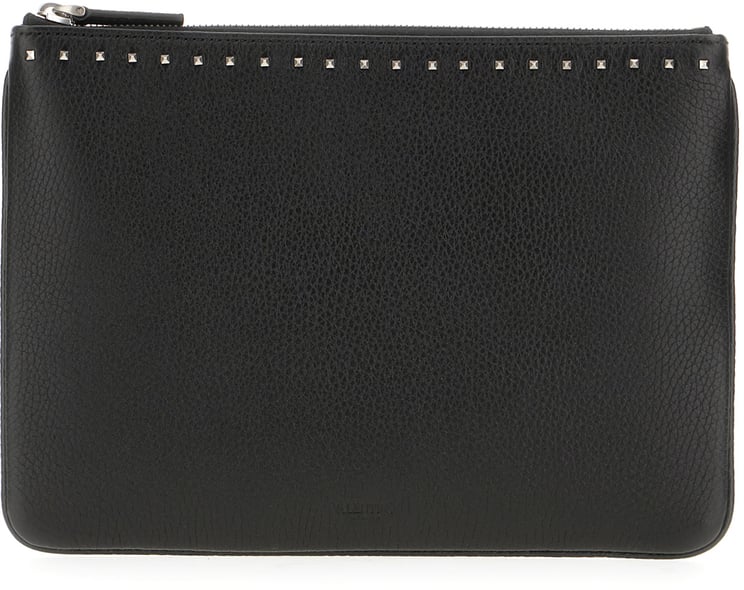 Valentino Valentino Garavani Black leather pouch