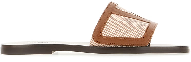 Valentino Valentino Garavani Dark brown leather and fabric Viva Superstar slippers