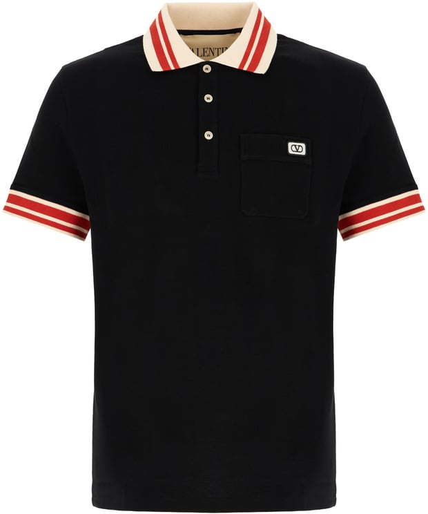 Valentino Valentino Garavani Black piquet polo shirt