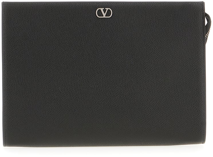 Valentino Valentino Garavani Black leather clutch