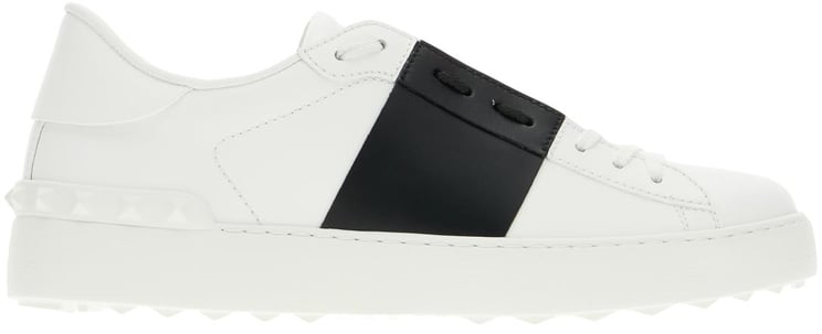 Valentino Valentino Garavani White leather Open sneakers with black band