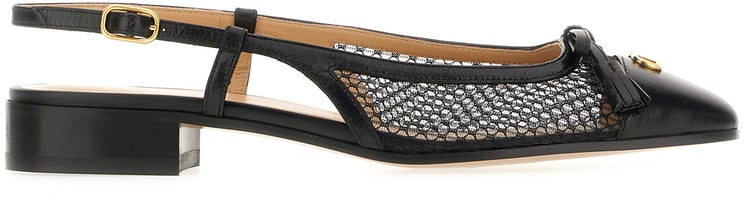 Valentino Valentino Garavani Black leather and fabric Valet Du Roi ballerinas