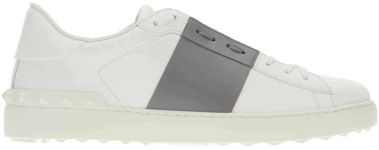 Valentino Valentino Garavani White leather Open sneakers with grey band