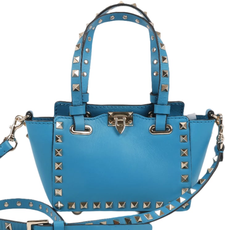 Valentino Garavani Valentino Garavani Rockstud Mini Leather 2Way Handbag in Blue