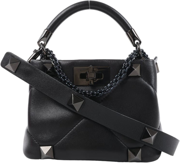 Valentino Garavani Valentino Garavani Roman Studs Leather 3-way Shoulder Bag in Black