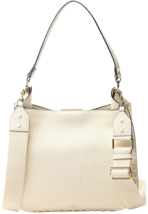 Valentino Garavani Valentino Garavani Rockstud Leather Shoulder Bag in Ecru