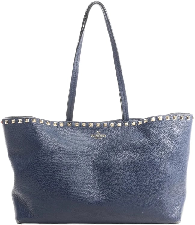 Valentino Garavani Valentino Garavani Rockstud Leather Shoulder Bag in Navy Blue