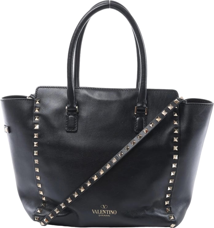 Valentino Garavani Valentino Garavani Rockstud Leather 2Way Handbag in Black